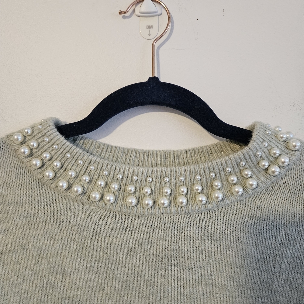 H&M Light Green Sweater with Pearl Details - Picture 3 of 7